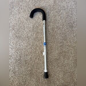 Adjustable Silver Walking Cane with Black Handle